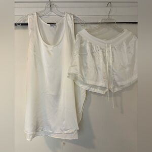 Satin Tank & Shorts Pajama Set in White, Jackie Top and Mikel Short